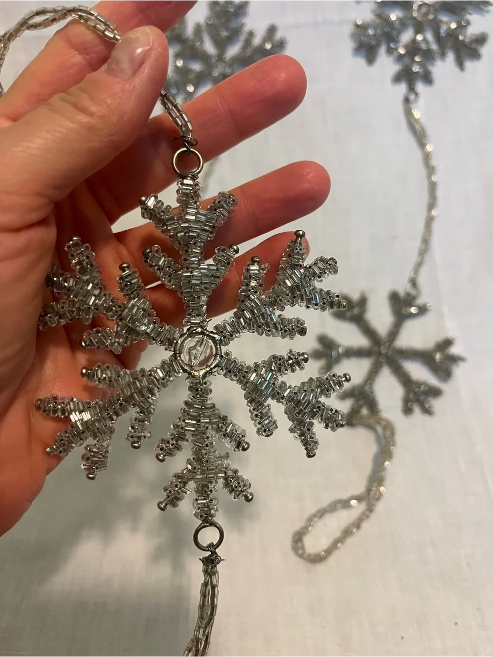 Ashland Silver Glitter Snowflake Garland